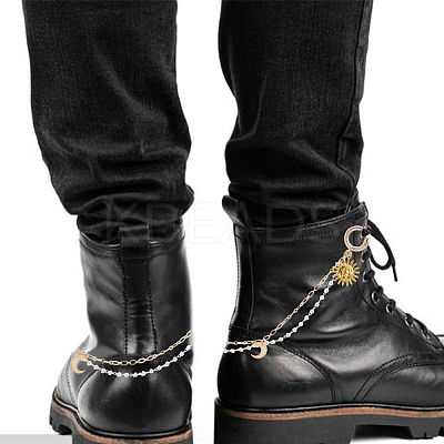 4Pcs Acrylic Pearl & Brass Chain Boot Strap Chains HJEW-DR00228-1