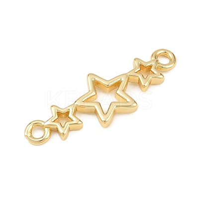 Brass Triple Star Connector Charms KK-Z132-20G-1
