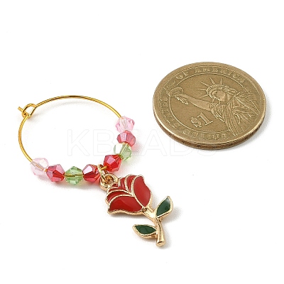 Valentine's Day Theme Rose Alloy Enamel Wine Glass Charms AJEW-JO00196-1