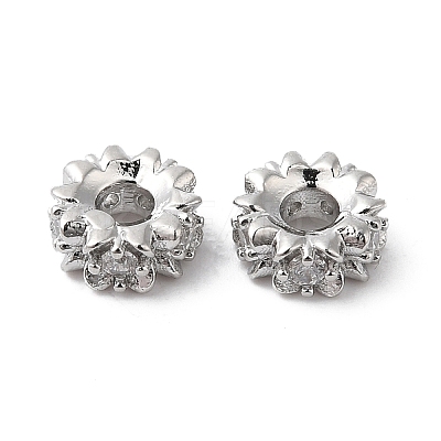 Brass Micro Pave Cubic Zirconia Spacer Beads KK-P234-39P-1