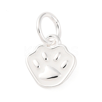 925 Sterling Silver White Enamel Paw Print Charms STER-D303-04S-1