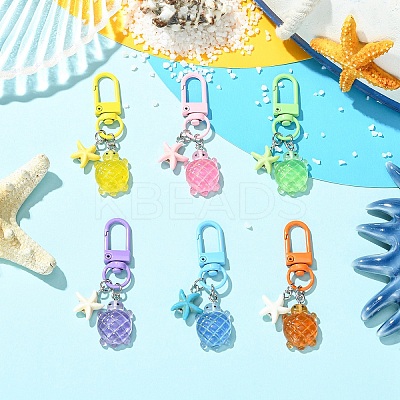 6Pcs Tortoise Luminous Resin Pendant Decorations HJEW-YW00192-1