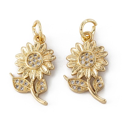 Brass Micro Pave Clear Cubic Zirconia Pendants ZIRC-P088-02G-1