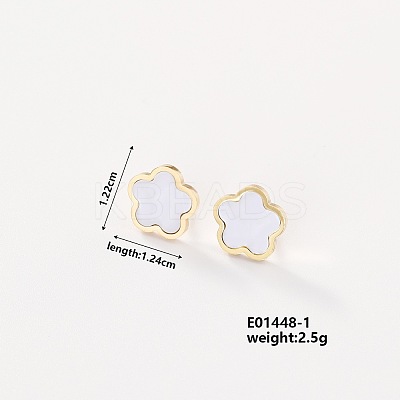 304 Stainless Steel Elegant Five-Leaf Flower Stud Earrings for Women LS-AB2788-1-1