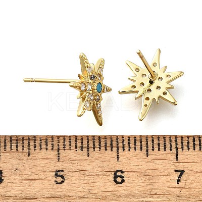Star Brass Micro Pave Cubic Zirconia Ear Studs EJEW-D304-36G-1