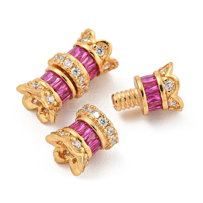 925 Sterling Silver Micro Pave Cubic Zirconia Screw Clasps STER-U001-04B-G-1