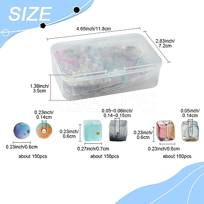 450Pcs 3 Styles Frosted Glass Beads with Golden Glitter Powder DGLA-FS0001-13-1