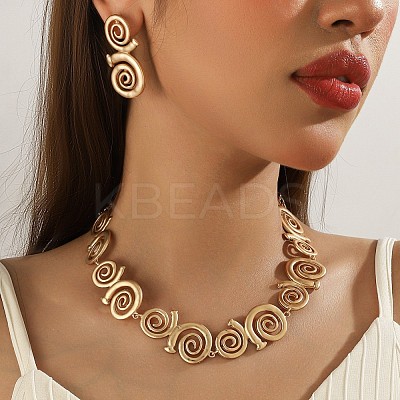 Alloy Vortex Link Chain Necklaces & Stud Earring Sets for Women FS-WG65950-01-1
