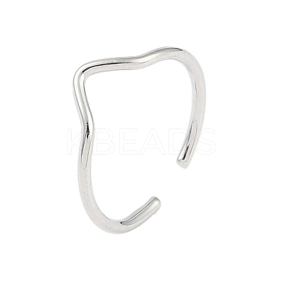 Non-Tarnish 304 Stainless Steel Open Cuff Ring for Women RJEW-C097-03P-1
