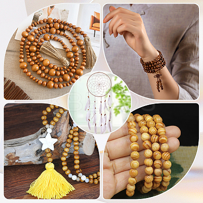 300Pcs 3 Styles Round Natural Wood Beads WOOD-GF0001-89A-1