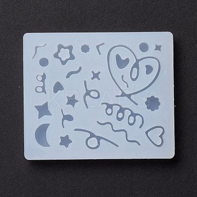 Line & Flat Round & Heart & Star & Flower & Moon Filling Silicone Molds DIY-M029-08-1