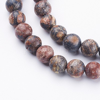 Natural Red Leopard Skin Jasper Beads Strands X-GSR6mmC066-1