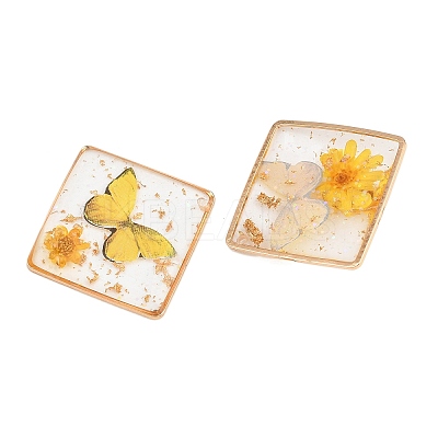 Transparent Epoxy Resin & Printed Pendants KK-F074-01B-1