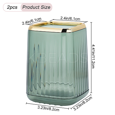 Gold Brim Square Mouth Plastic Pen Holders DJEW-WH0039-41B-1