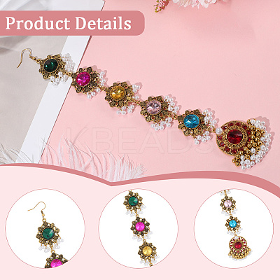 Retro Flower Alloy & Glass & ABS Plastic Hair Accessories EJEW-WH20018-02B-1