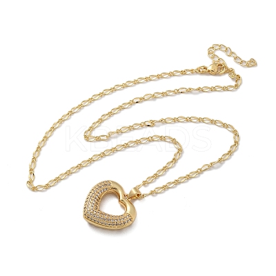 Brass Micro Pave Cubic Zirconia Pendant Necklaces for Women LS-NJEW-U020-01G-02-1