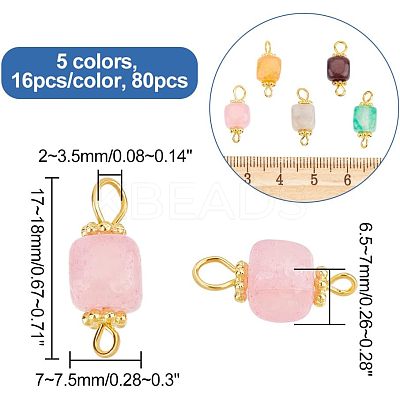 80Pcs 5 Color Natural Agate Connector Charms FIND-HY0001-39-1