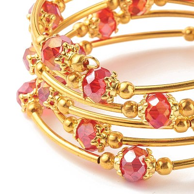 Bling Glass Beaded Wrap Bracelet BJEW-JB07746-1