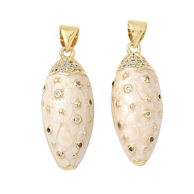 Brass Micro Pave Colorful Cubic Zirconia Enamel Pendants KK-G536-25G-1