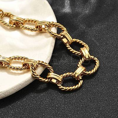 304 Stainless Steel Oval Link Chain Bracelets for Women BJEW-R021-09G-1