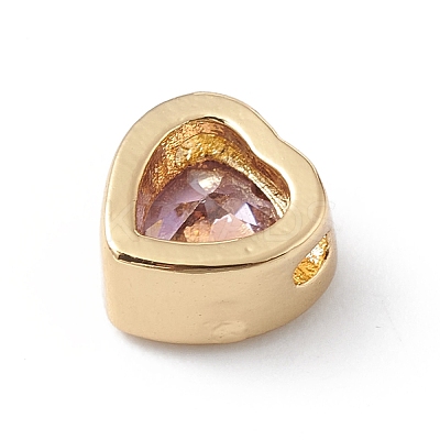 Real 18K Gold Plated Rack Plating Brass Micro Pave Cubic Zirconia Beads ZIRC-L100-137G-1