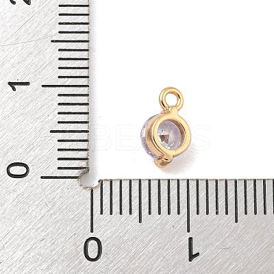Flat Round Brass Micro Pave Cubic Zirconia Charms KK-Z072-02KCG-06-1