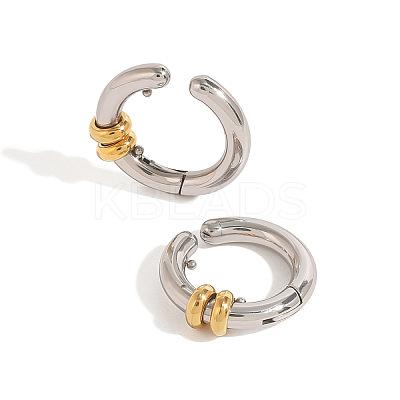 Two Tone 304 Stainless Steel Cuff Earrings WG02975-01-1