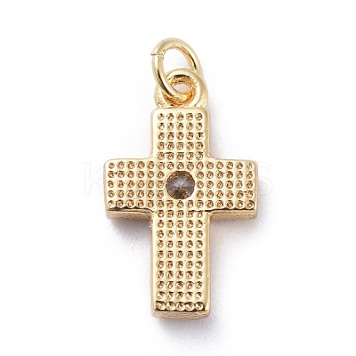 Cubic Zirconia Tiny Cross Charms KK-G363-03G-03-1