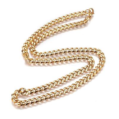 304 Stainless Steel Cuban Link Chain Necklaces NJEW-L159-02A-G-1