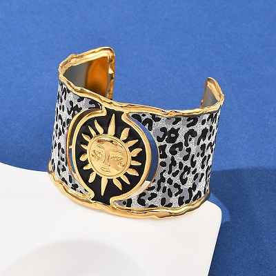 304 Stainless Steel Cuff Bangles for Women BJEW-K285-01B-G-1
