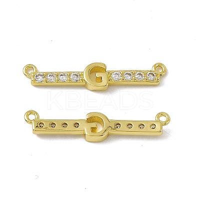 Rack Plating Brass Micro Pave Clear Cubic Zirconia Connector Charms KK-C007-37G-G-1