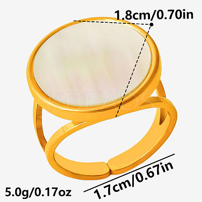 304 Stainless Steel with Natural Shell Cuff Open Rings for Women GL7761-3-1