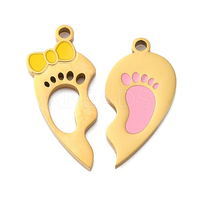 304 Stainless Steel Enamel Split Pendants STAS-H235-04B-G-1