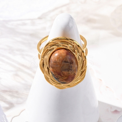 Oval Natural & Synthetic Gemstone Finger Rings RJEW-M063-01G-1