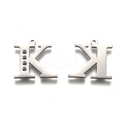 Non-Tarnish 304 Stainless Steel Letter Pendant Rhinestone Settings STAS-Y006-61P-K-1