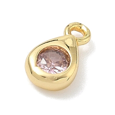 Brass Micro Pave Cubic Zirconia Charms LS-KK-G548-20G-03-1