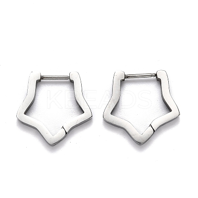 Tarnish Resistant 304 Stainless Steel Star Huggie Hoop Earrings STAS-J033-06P-1