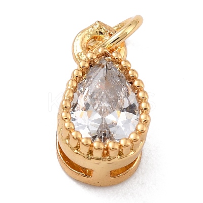Real 18K Gold Plated Brass Inlaid Cubic Zirconia Charms ZIRC-L100-077G-01-1