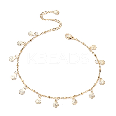 Summer Beach 304 Stainless Steel Shell Shaped Charm Anklets for Women AJEW-AN00658-1