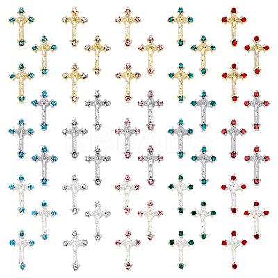 45Pcs 15 Styles Alloy Rhinestone Cabochons MRMJ-HY0001-23-1