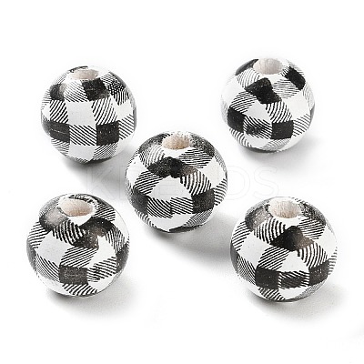 Printed Wood European Beads WOOD-Z002-09B-1
