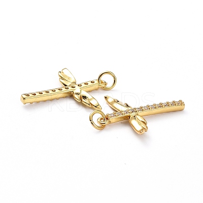 Brass Micro Pave Clear Cubic Zirconia Pendants ZIRC-L100-102G-1