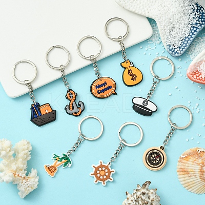 8Pcs 8 Styles Cartoon PVC Pendant Keychain KEYC-FS0001-07-1