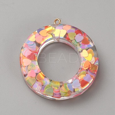 Transparent Glitter Resin Pendants RESI-TAC0005-025P-O-1