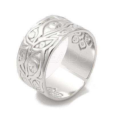 Non-Tarnish 304 Stainless Steel Eye Open Cuff Ring for Women RJEW-M149-35P-1