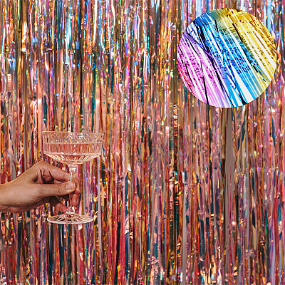 Plastic Foil Fringe Curtains DIY-WH0028-106A-1