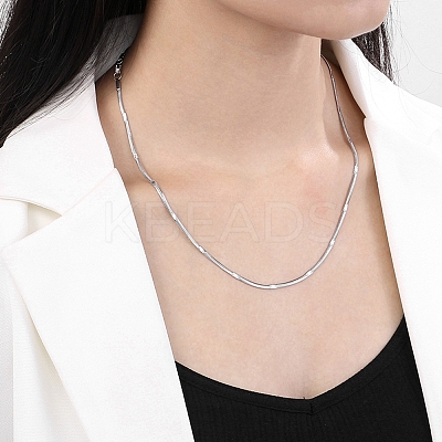 Non-Tarnish 304 Stainless Steel Flat Snake Chain Necklaces for Women NJEW-D058-04P-1