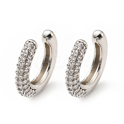 Cubic Zirconia C-Shaped Cuff Earrings EJEW-G295-19P-04-1