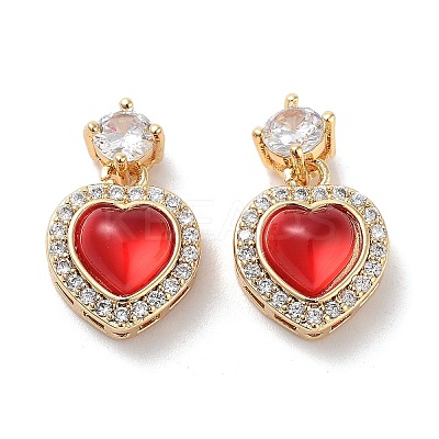 Brass Clear Cubic Zirconia Pendants KK-B102-05G-02-1