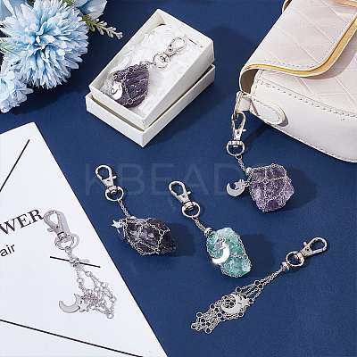 6Pcs 3 Styles Moon & Star Alloy Swivel Lobster Claw Clasps & Brass Cable Chains AJEW-UN00041-1